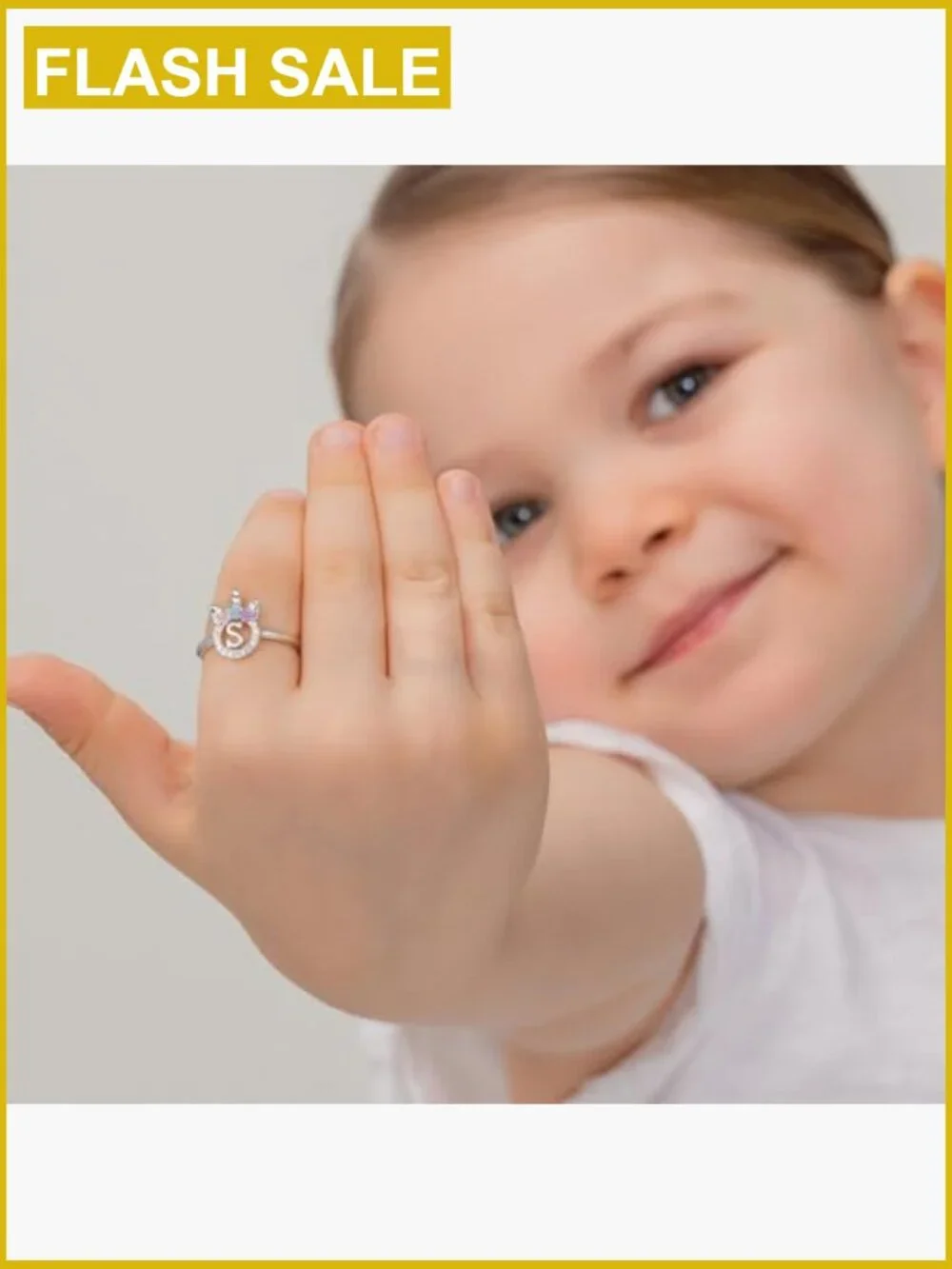 Adjustable Initial Unicorn Ring for Girls Teens Dainty Cute Cubic Zirconia